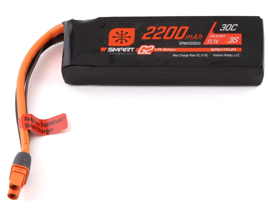 2200mAh 3S 11.1V Smart G2 LiPo 30C; IC3