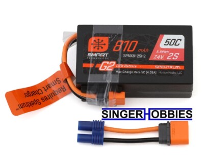 [SPMX812SH2] G2 810mAh 2S 7.4V Smart G2 50C LiPo; IC2