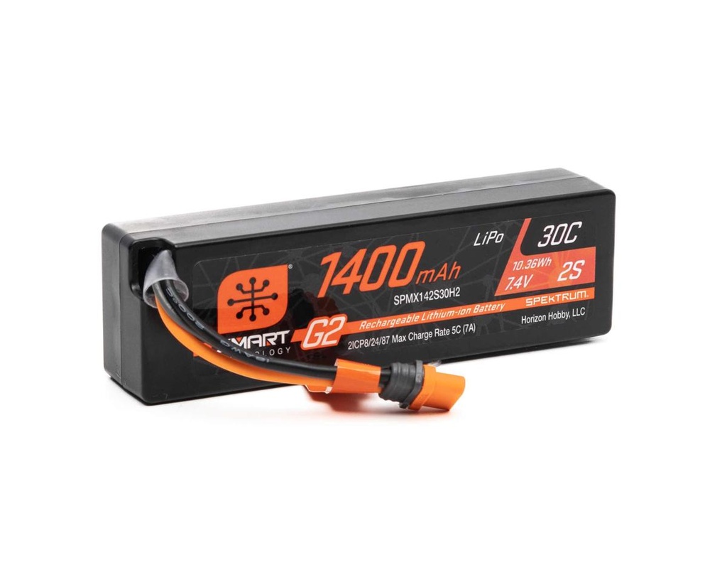 [SPMX142S30H2] 1400mAh 2S 7.4V Smart G2 30C LiPo; IC2 Connector