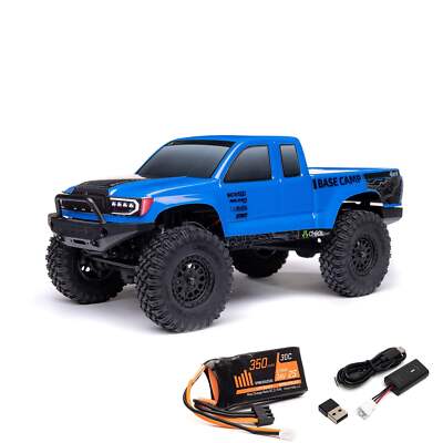 [AXI1219T2] 1/24 SCX24 Base Camp 4X4 RTR Brushed Rock Crawler (Battery & Charger Included), Blue