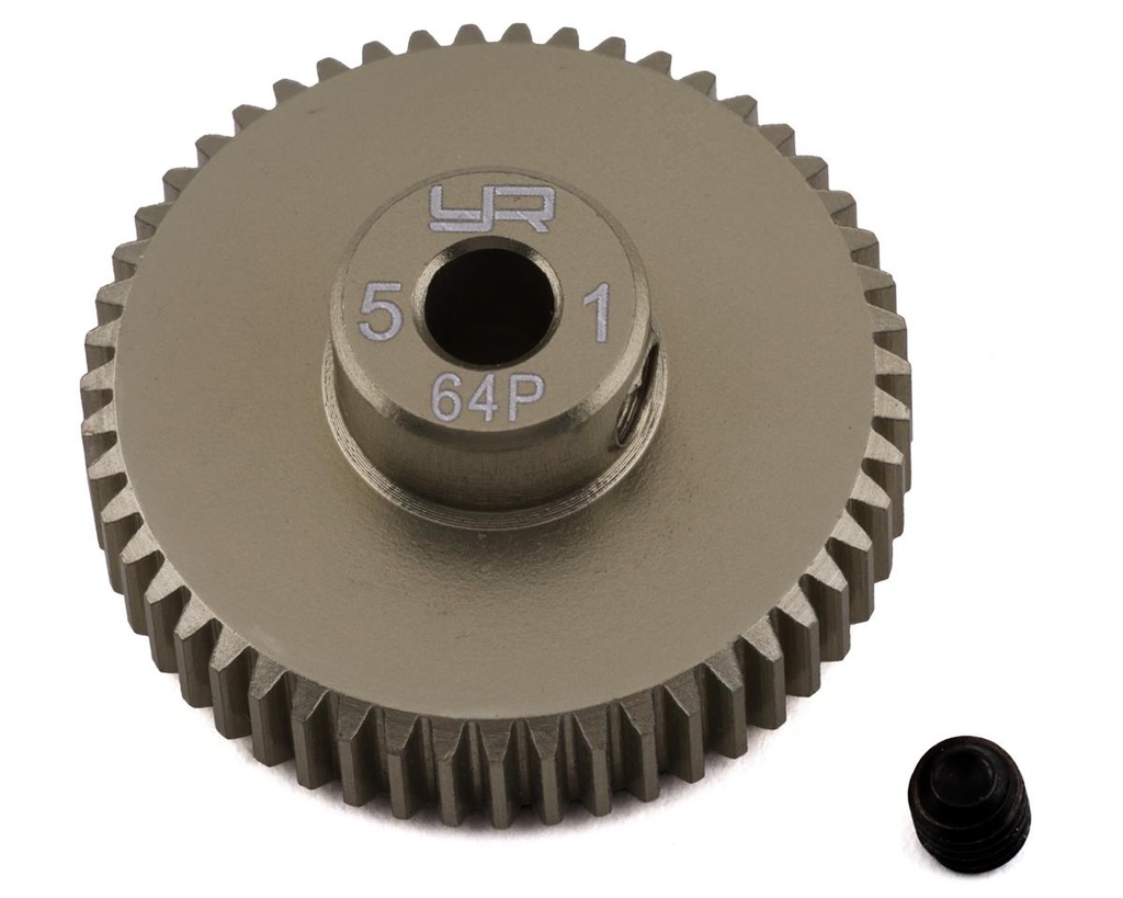 Yeah Racing 64P Hard Coated Aluminum Pinion Gear (51T)
