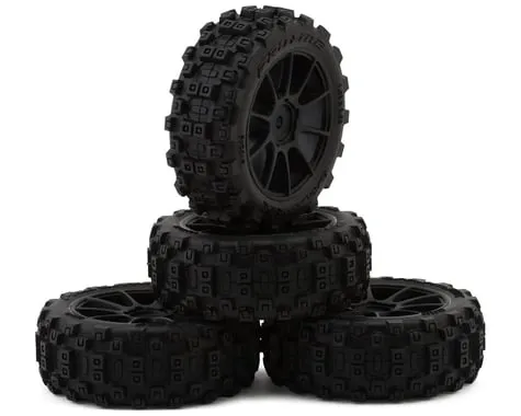 [PRO1024610] Badlands MX 1.9'' All-Terrain Buggy Tires (4) Mounted on Mach-10 Black 1.9'' 12mm Hex Wheels for Typhon GROM 4x4 Front or Rear