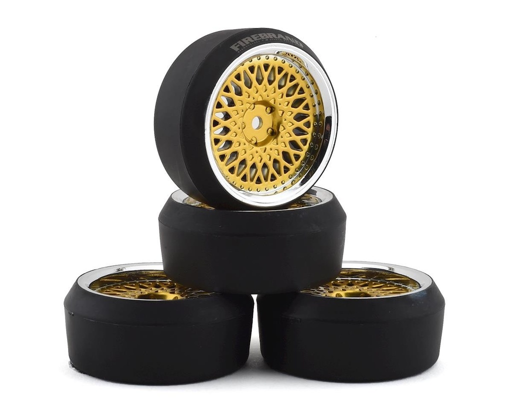 [FBR1WHECRJ782] Firebrand RC Crownjewel XDR3 5° Pre-Mounted Slick Drift Tires (4) (Gold)
