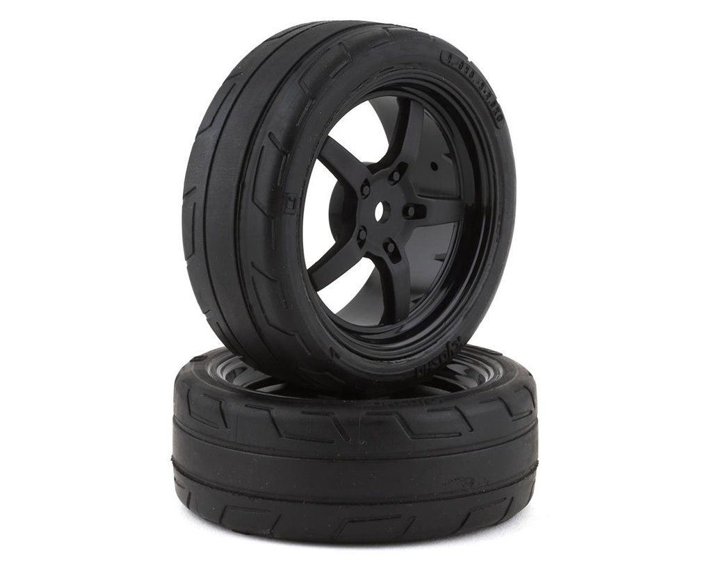 [KYOFATH705BKM] Glued TC Tire (M), 5-Spoke Racing Wheel, Black, 2pcs