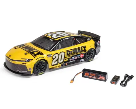 1/12 NASCAR RC Racecar Christopher BellÂ® #20Â® 2025 DEWALT Toyota Camry XSE 2S AWD RTR Brushed On-Road (Battery & Charger Included), Yellow 