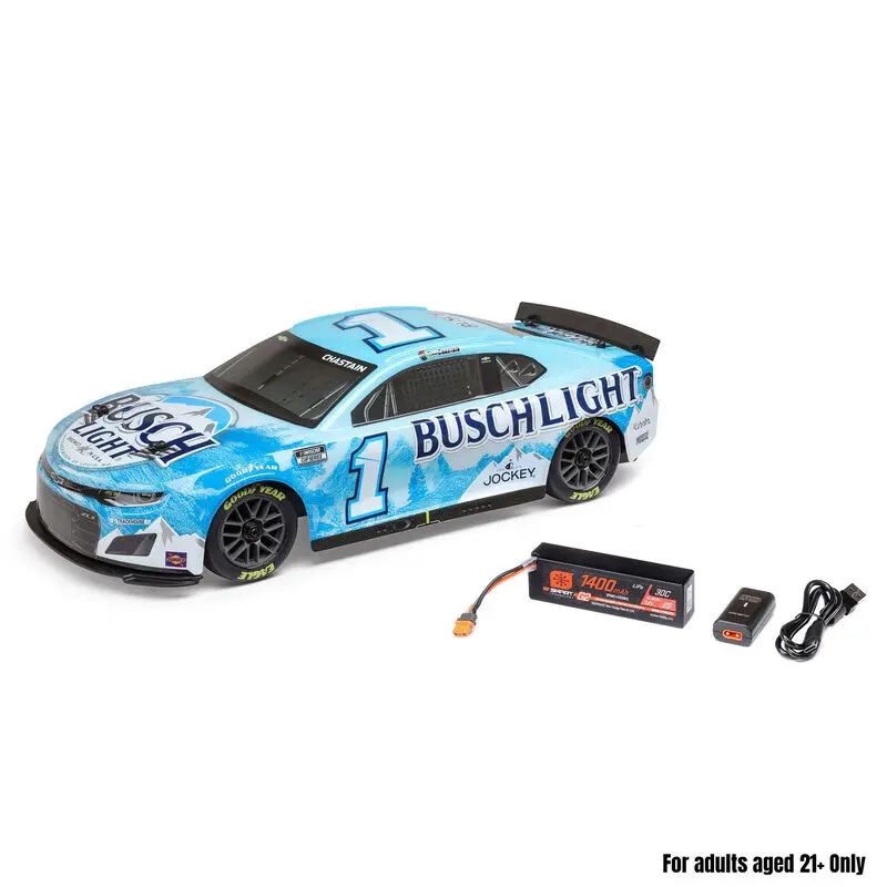 1/12 NASCAR RC Race Car Ross Chastain No. 1 2025 Busch Light Chevrolet ZL1 2S AWD RTR Brushed On-Road (Battery & Charger Included),  Blue