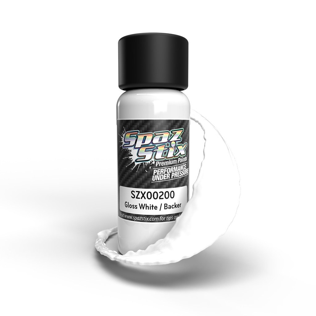 [SZX00200] Solid White / Backer, Airbrush Ready Paint, 2oz Bottle