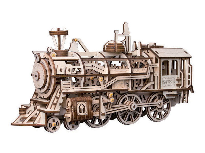 [ROELK701] Mechanical Wood Models; Steam Locomotive - with wind-up